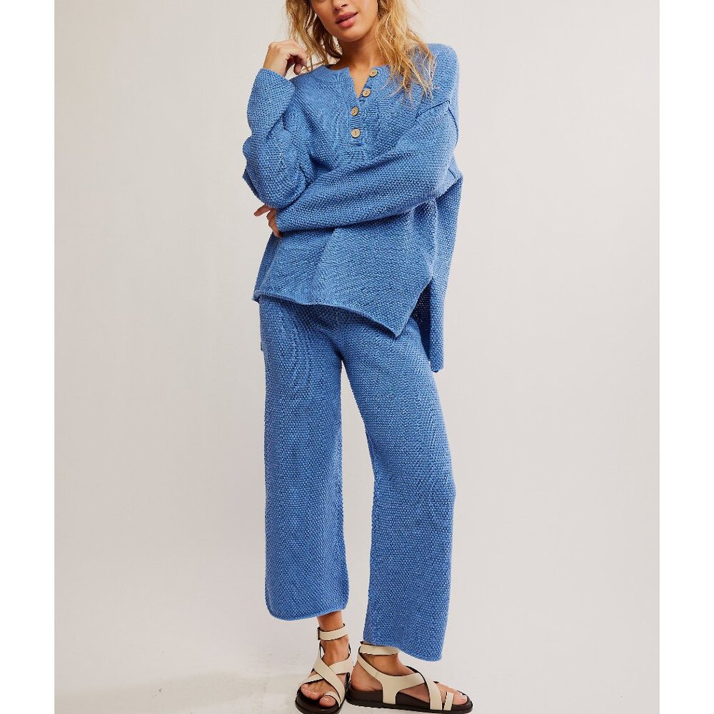 Free People Blue Wide Leg Pants & Jumpsuit